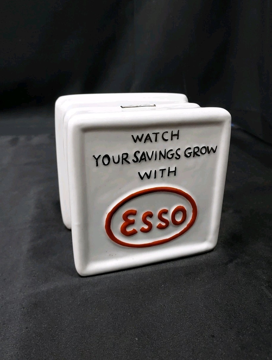 Old Embossed Standard Oil “ESSO” Porcelain Ceramic Block Cube Advertisin... - $39.99