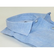 Men's Ciazzo Turkey 100% Linen Breathable Shirt Short Sleeves #Linen 32 Med Blue image 3