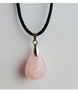 Rose Quartz Pendant Necklace, natural stone jewelry, Pink, polished rock... - £10.21 GBP