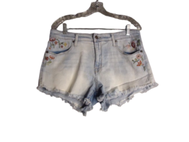 Mossimo Supply Co. Women&#39;s Size 14 Floral Embroidery High-Rise Denim Jean Shorts - £13.91 GBP