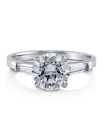 Sterling Silver AAAA Round Cubic Zirconia Solitaire Ring  - €13,99 EUR