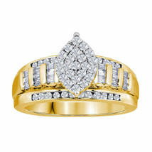 10kt Yellow Gold Round Diamond Cluster Bridal Wedding Engagement Ring 1 Ctw - £938.48 GBP