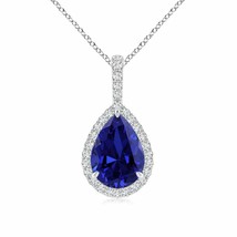 ANGARA Lab-Grown Sapphire Pendant with Lab Diamond in 14K Gold (10x8mm,3 Ct) - £1,328.53 GBP