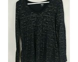 A.N.A. Women&#39;s Black Long Sleeve Shirt With Gold Metallic Stripes Size M... - $12.60
