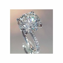 4 Ct Round Simulated Diamond Solitaire Engagement Ring 14K White Gold Plated - £264.86 GBP