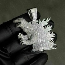 3Ct Imitación Diamante Hombres Godzilla Charm Colgante Acabado en Oro Blanco 925 - £142.45 GBP