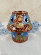 Kirklands Potter&#39;s Garden II Vintage Christmas Bear Tea Candle Lamp Ceramic 4.5&quot; - £8.86 GBP