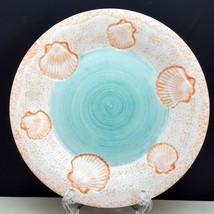 Cardinal Sand and Sea Salad Plate 8-1/4&quot; Peach-Pink Shells and Turquoise Center - £13.98 GBP