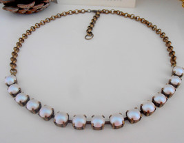 Pearlescent White Swarovski Pearl Bronze Necklace • Women Jewelry - £68.15 GBP