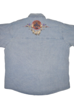Vintage Habitat Shirt Mens XL Indian Denim Button Up Long Sleeve Feathers USA - £25.11 GBP