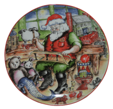 Christmas Plate By Kate Williams Global Design Santas Workshop 8&quot; Cookie Plate - £13.56 GBP