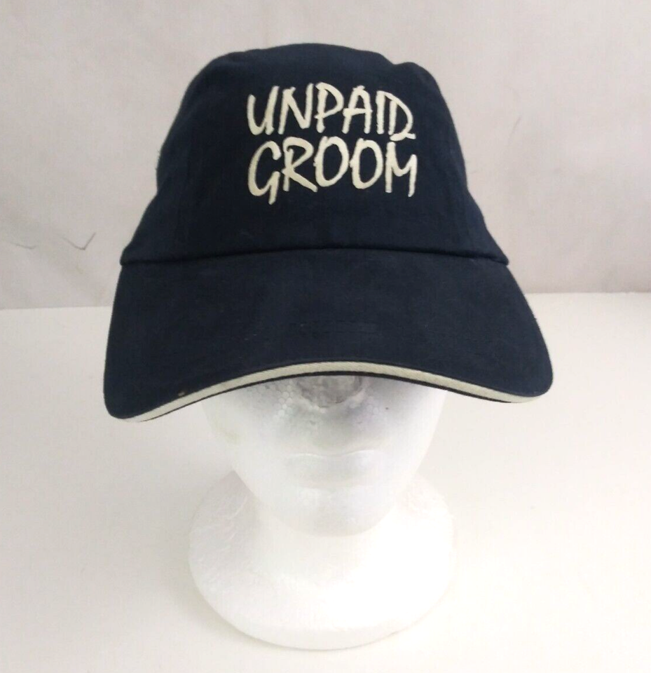 Unpaid Groom Navy Blue Graphic Design Unisex Adjustable Baseball Cap - $12.86