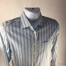 Albert Goldberg Faconnable Mens Button Up Shirt Blue Stripe Long Sleeve Cotton S - £11.76 GBP
