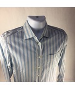 Albert Goldberg Faconnable Mens Button Up Shirt Blue Stripe Long Sleeve ... - $14.99