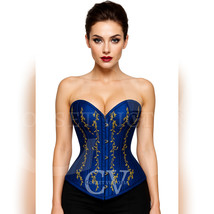 Corsetvictoria Royal Blue Overbust Corset with Embroidery Halloween Cost... - $89.99+