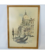 Vtg 1957 Original Framed Jan Korthals Watercolor Santa Maria Della Salut... - £94.83 GBP