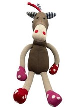Creative Co-Op Knit Plush Horse Stuffed Animal Patchwork Pony 22&quot; Toy Brown - £13.89 GBP