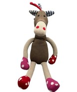Creative Co-Op Knit Plush Horse Stuffed Animal Patchwork Pony 22&quot; Toy Brown - £13.83 GBP