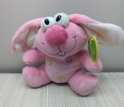 Dandee plush pink bunny rabbit teeth multi-colored swirls white ears w/tag 2009 - £11.84 GBP