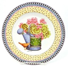 Sakura Debbie Mumm Plates 8 1/2&quot; Spring Bouquet 1999 Set Of 2 - £10.43 GBP