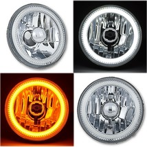 5-3/4&quot; Switchback White Amber LED Halo DRL Turn Signal Angel Eye Headlight Pair - £124.13 GBP