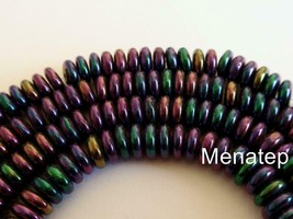 50 6mm Czech Glass Rondelle Beads: Iris - Purple - £1.60 GBP
