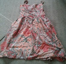 000 Anne Taylor Size 8 Strap Dress Summer Red Funky Floral Print - £11.21 GBP