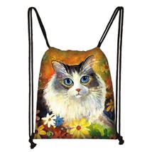 Kawaii Cat  Backpack Cute Kitten Drawstring Bag Teenager Daypack Girls Travel Ba - £94.35 GBP