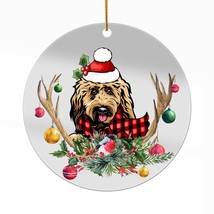 Cute Goldendoodle Dog Antlers Reindeer Christmas Ornament Acrylic Gift D... - $16.78