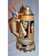 Elaborately Decorated Vtg Working Musical Lidded Beer Stein-Trink, Brude... - $70.00