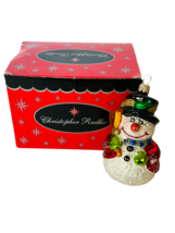 Christopher Radko Christmas Ornament Glass Frosty Snowman Sparkle Box NIB Xmas - £31.61 GBP