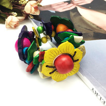 MANILAI Bohemian Handmade Wood Bead Bracelet For Women Multicolor Charm Statemen - £10.28 GBP