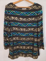 Rare Vintage 80s Papell Boutique Evening Sequence Beaded Clasp Silk Blouse - $44.51