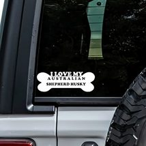 MHDStickerCo I Love My Australian Shepherd Husky Dog Bone Vinyl Decal Sticker Cu - £4.54 GBP