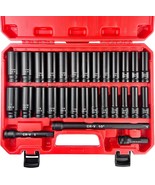 29Pcs 1/2&quot; Socket Set, Drive Deep Impact Socket Set, Including 3 &quot;, 5&quot;,,... - $63.94