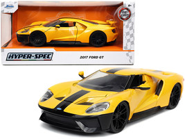 2017 Ford GT Yellow with Black Stripe &quot;Hyper-Spec&quot; Series 1/24 Diecast Model Car - £32.64 GBP