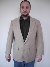 Vintage Classic WOOLRICH Tan Wool Mens Blazer USA Made Fully Lined 42 - $39.99