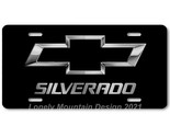 Chevy Silverado Inspired Art on Black FLAT Aluminum Novelty License Tag ... - $16.19