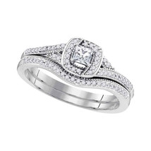 10k White Gold Princess Diamond Bridal Wedding Engagement Ring Band Set 1/3 Cttw - £461.94 GBP