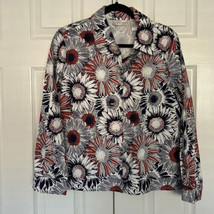 Floral Coral Blue White Jacket Draper’s &amp; Damons Long Sleeve, size M - £9.58 GBP