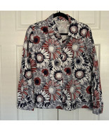 Floral Coral Blue White Jacket Draper’s &amp; Damons Long Sleeve, size M - $16.67 CAD