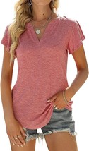 Womens Tops Summer V Neck Ruffle Short Sleeve T Shirts Casual Top (Pink,... - £12.99 GBP