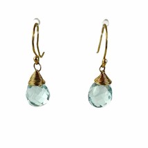 Aquamarine Faceted Gold Tone Drop Earrings - £19.18 GBP