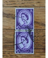 Great Britain Stamp Queen Elizabeth II 3d Used Vertical Strip of 2 297 - $1.77 CAD