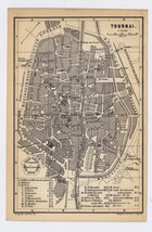 1885 Antique City Map Of Tournai / Tournay / Belgium - £17.77 GBP
