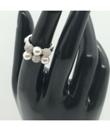Swarovski Fundamental Crystal Pearl Double Convertible Ring Silver 52/S - £54.49 GBP