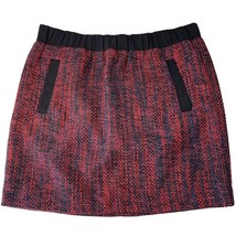 Ann Taylor Loft Red Black Tweed Skirt A Line Pull On Stretch Office Petite M P - £10.24 GBP
