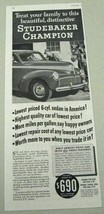 1941 Print Ad Studebaker Champion 6 Cylinder Sedan Highest Quality - £9.07 GBP
