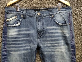 Heritage America Skinny Jeans Men 38x34 Blue Whiskered Hip Hop Urban Streetwear - £21.73 GBP