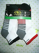 Athletic Works Boys Ankle Socks 6 Pair Size MEDIUM 9-2.5 NEW White Black... - £10.67 GBP